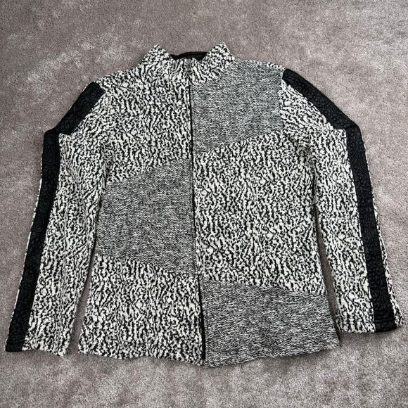 Erin London Jacket Size S Black Cream Zip Up Texture Blazer Animal Corp Business - Picture 1 of 4